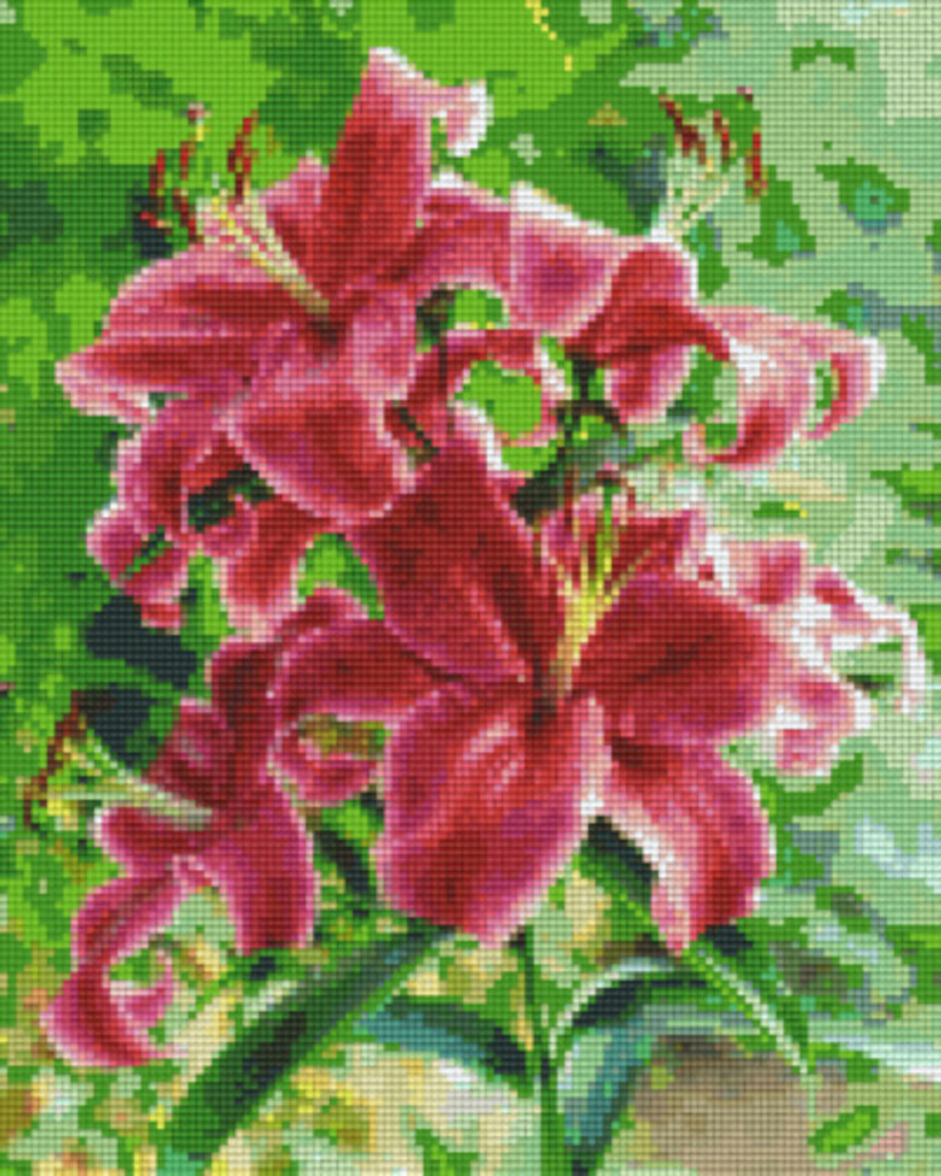 Red Lillies Nine [9] Baseplates PixelHobby Mini- mosaic Art Kit image 0